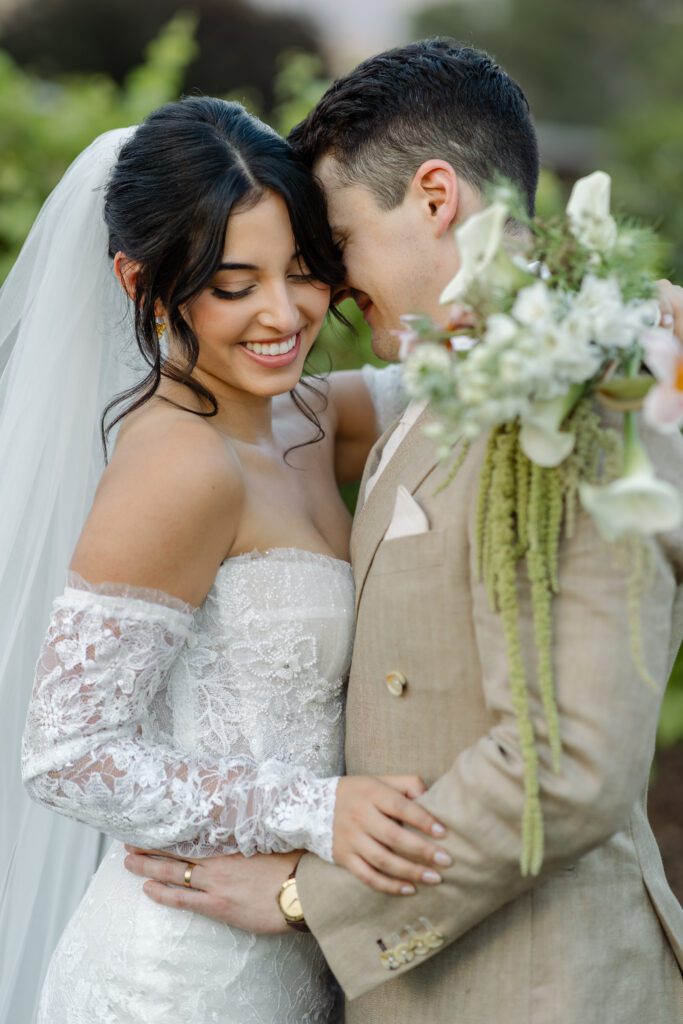 Colorado bride and groom sharing an intimate moment together